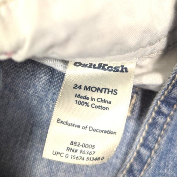 Oshkosh Bgosh Overalls Girls Size 24m Denim Pink Patch - Picture 6 of 6